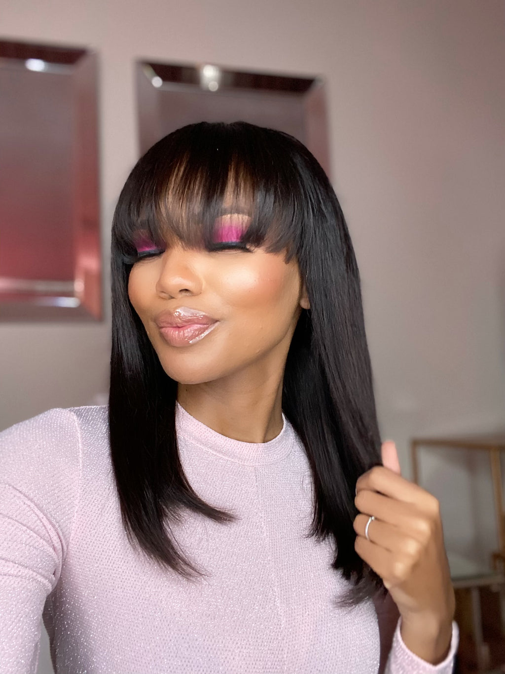 straight fringe wig units